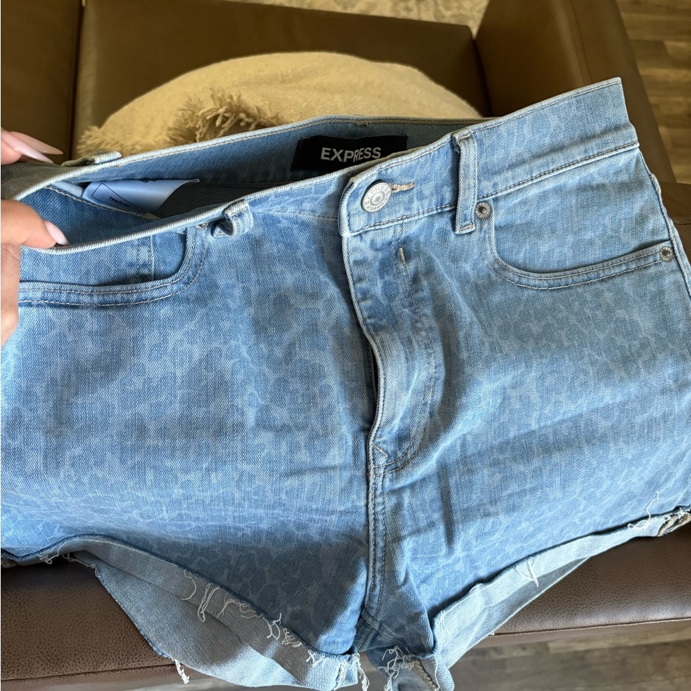 Express Sky Blue Denim Shorts